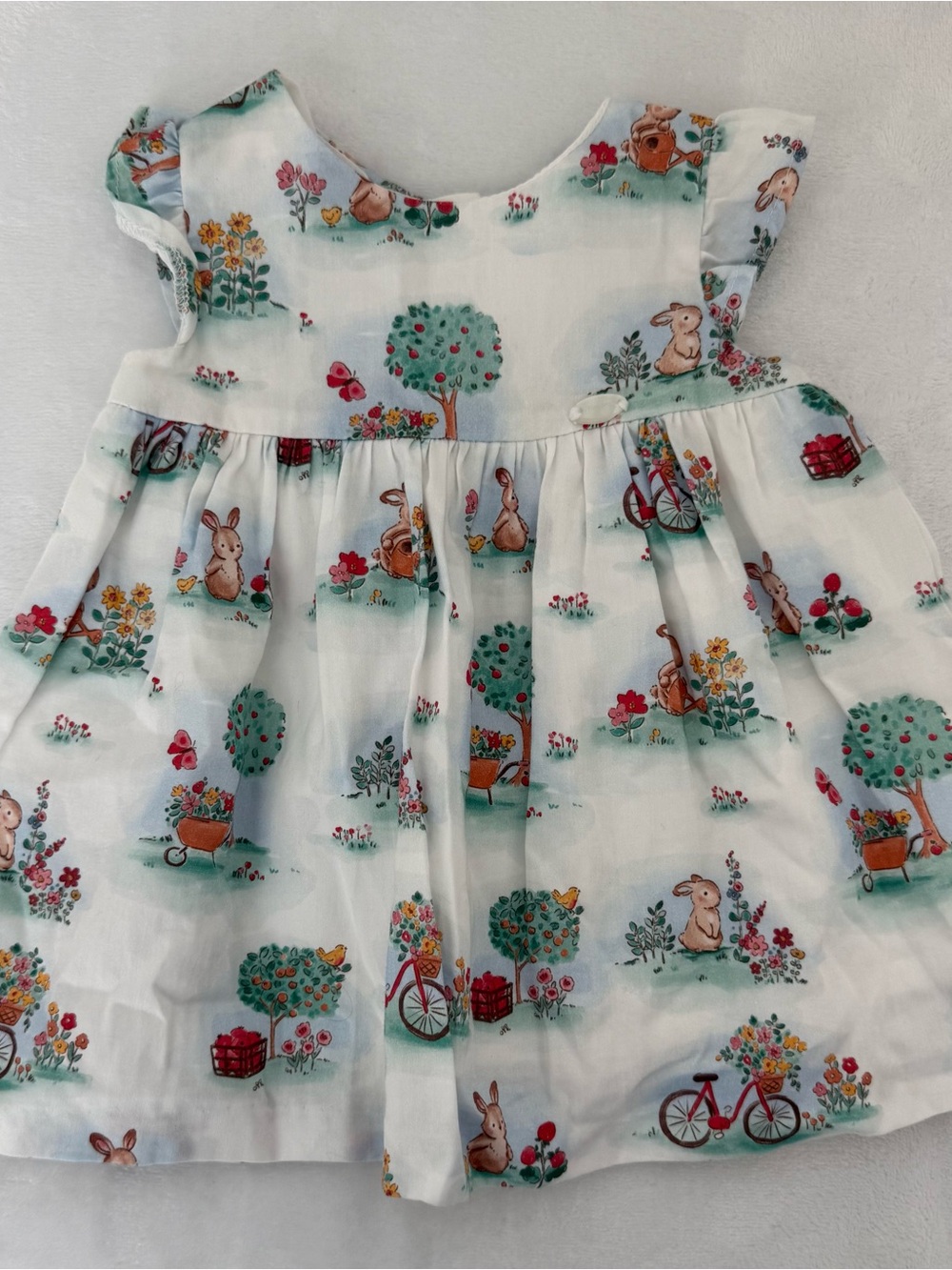 Mayoral White Floral & Bunny Print Dress